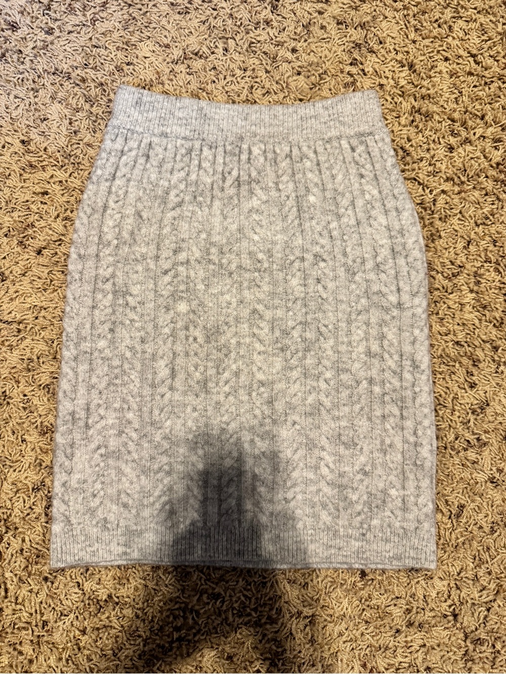 Express Light Gray Cable-Knit Pencil Skirt